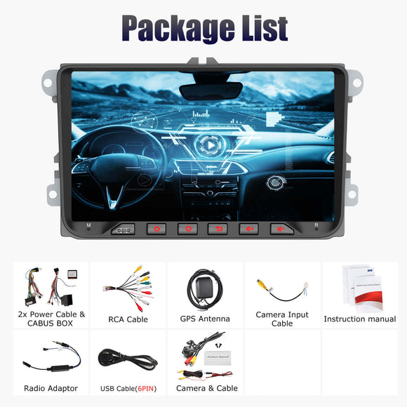ESSGOO AR9002 | MP5 Android14, 9-inch IPS Touchscreen - For Volkswagen, Bluetooth 4.1 Apple CarPlay & Android Auto, FM/RDS