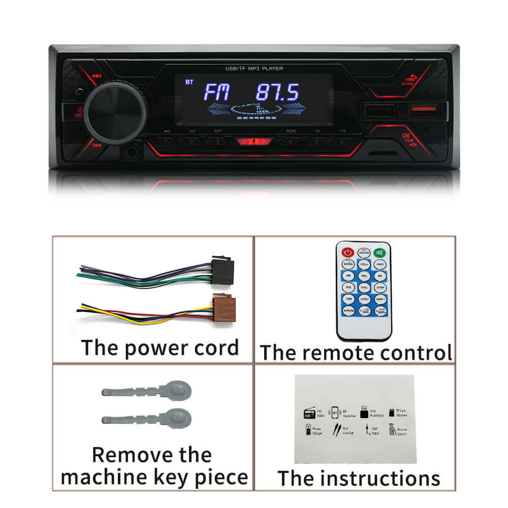 ESSGOO 720S | Single Din Car Stereo Colorful Backlight MP3 Player FM Audio Radio Bluetooth USB AUX