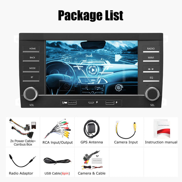 ESSGOO AR7001 | MP5 Android14, 7-inch IPS Touchscreen - For Porsche Cayenne 2005-2009, Bluetooth 4.1 Apple CarPlay & Android Auto
