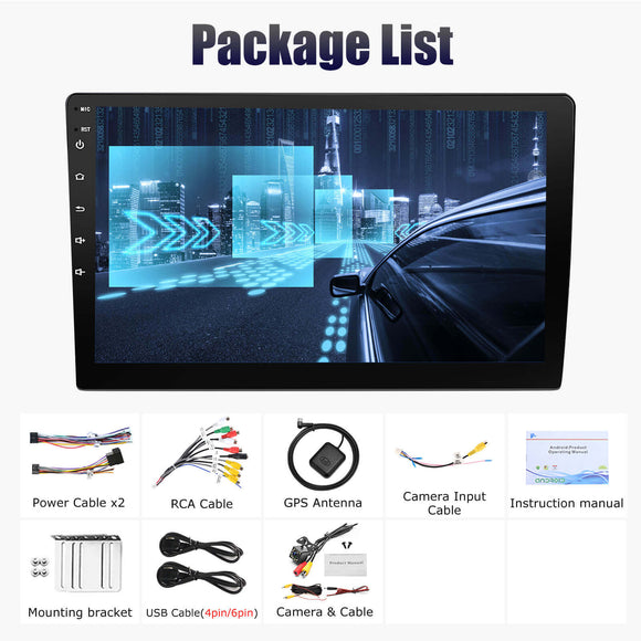 ESSGOO AR1001 MP5 | 2 DIN Android 15 10-inch IPS Touchscreen, Bluetooth 4.1, Apple CarPlay & Android Auto, FM RDS, AI Voice control (powerd by chatGPT)