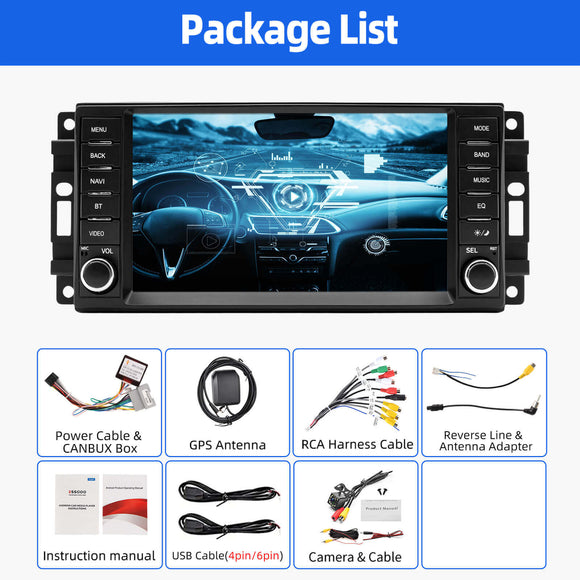ESSGOO AR7001 | MP5 Android14, 7-inch IPS Touchscreen - For Chevrolet, Chrysler, Jeep, Dodge, Bluetooth 4.1 Apple CarPlay & Android Auto FM RDS