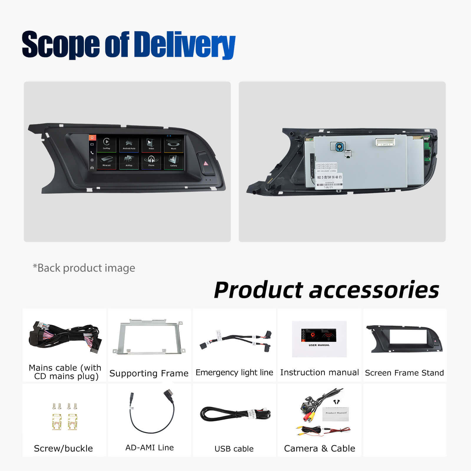 ESSGOO LZ0001 | Linux Dual System 8.8-inch IPS Touchscreen-For High Audi A4 2013-2016, Bluetooth 5.2, Apple CarPlay & Android Auto