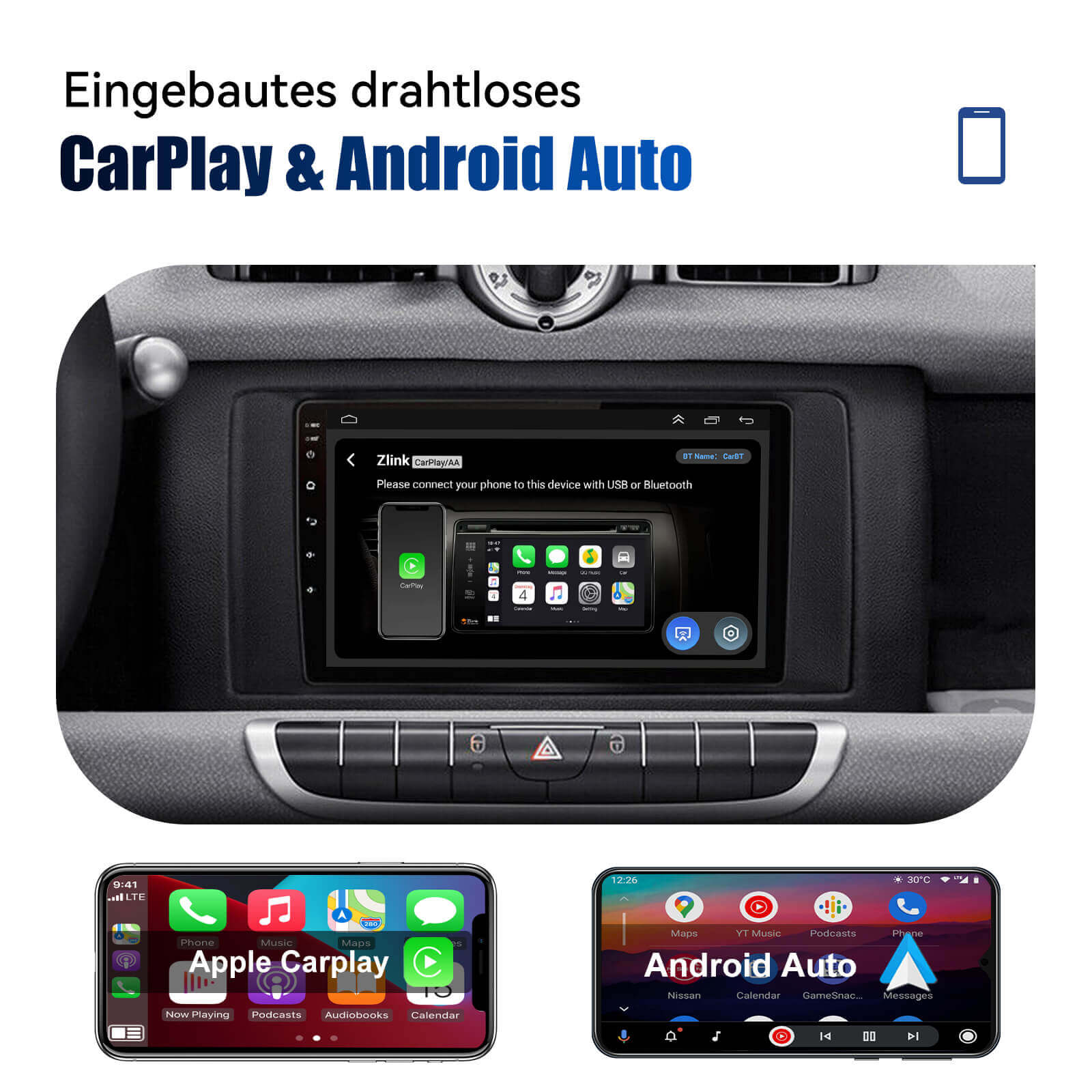 ESSGOO | Car Stereo For 2011-2014 Mercedes-Benz, Wireless Carplay&Android Auto With Steering Wheel Controls