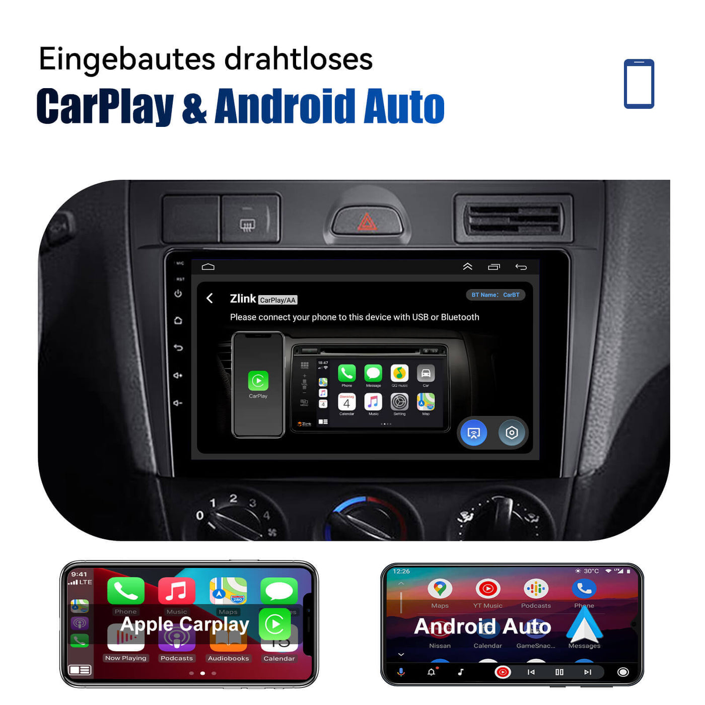 Podofo 2 din Android Car Radio For Ford Fiesta 2006-2011 Car Multimedia  Player Stereo Audio CarPlay Autoradio GPS - AliExpress