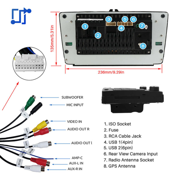 ESSGOO MP5 AR8001 | Android 15, 8-inch IPS Touchscreen - For Skoda Octavia 2004-2013, Bluetooth 4.1, Apple CarPlay & Android Auto, FM RDS