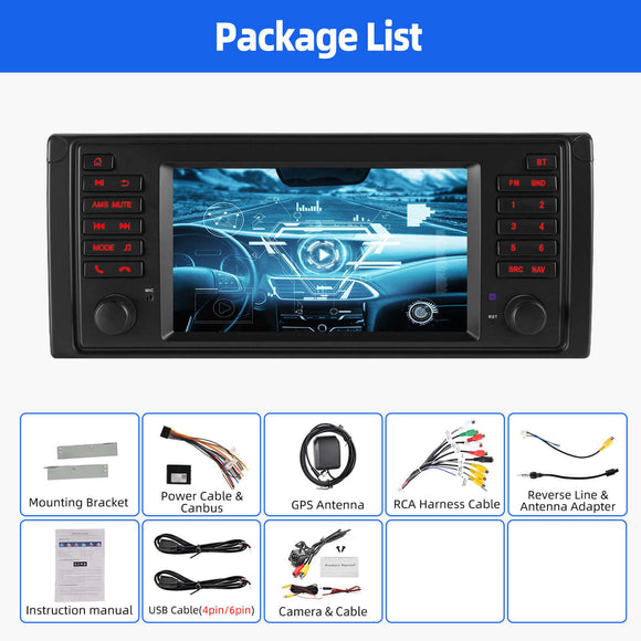 ESSGOO AR7001 | MP5 Android14, 7-inch HD Touchscreen - For BMW E53, Bluetooth 4.1 Apple CarPlay & Android Auto