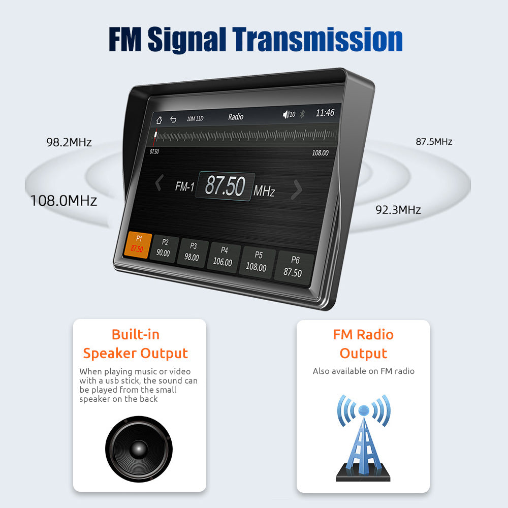 Autoradio Portatile 7 Pollici Con Wireless CarPlay E Android Auto - Touchscreen IPS, Bluetooth 5.0, GPS, FM