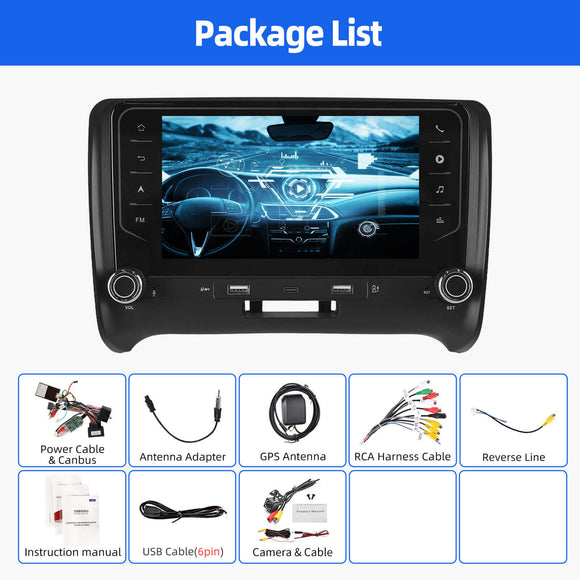 ESSGOO AR7001 | Android14, 7-inch HD Touchscreen - For Audi TT 8J 2008-2014, MP5 Bluetooth 4.1 Apple CarPlay & Android Auto