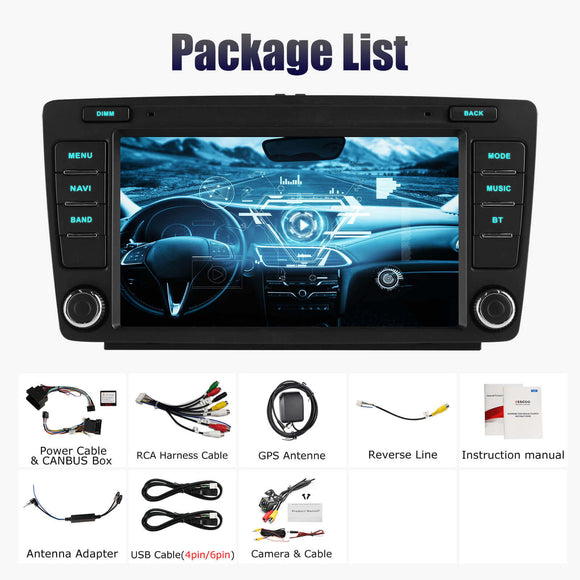 ESSGOO MP5 AR8001 | Android 15, 8-inch IPS Touchscreen - For Skoda Octavia 2004-2013, Bluetooth 4.1, Apple CarPlay & Android Auto, FM RDS