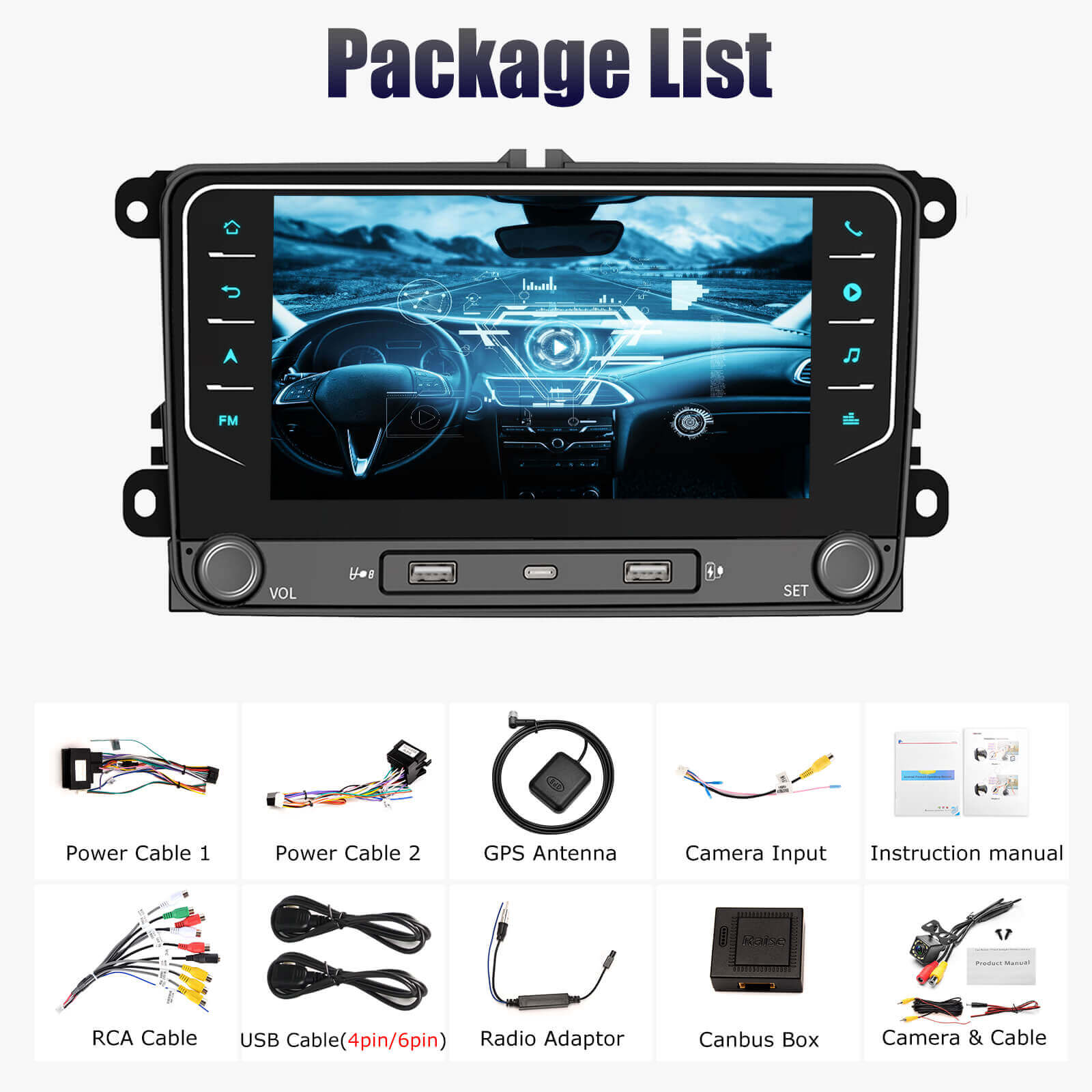ESSGOO AR7002 MP5 | Android 15 7-inch IPS Touchscreen-For Volkswagen, Bluetooth 4.1, Apple CarPlay & Android Auto, FM RDS, AI Voice control