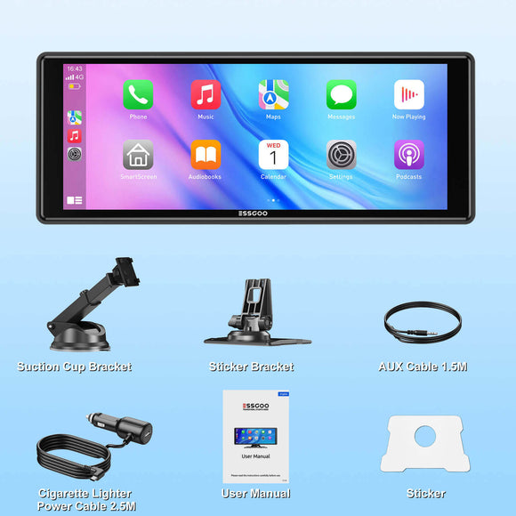 TS0001 10.26"Portable Wireless Carplay&Android Auto, Support Multiple Wireless Transmissions