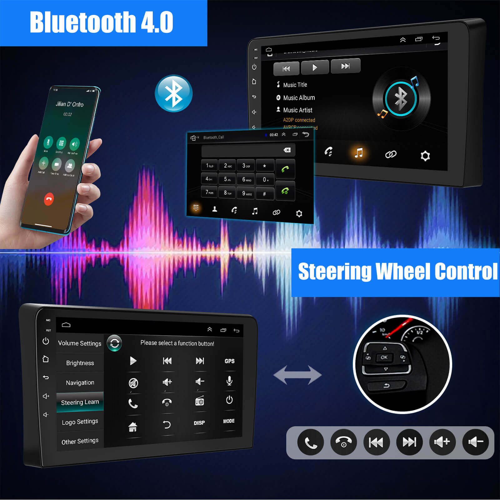 ESSGOO | Bluetooth Car Stereo For Audi A3 series, Wireless Carplay&Android Auto With Steering Wheel Controls