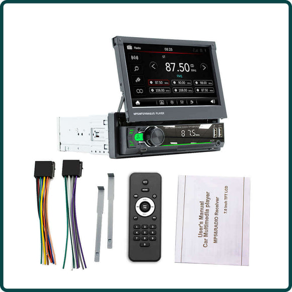 ESSGOO 1 Din 9901 Carplay Car Radio Bluetooth 5.1 FM MP5 Player 7 Inch Car Radio Stereo Manual Retractable Screen