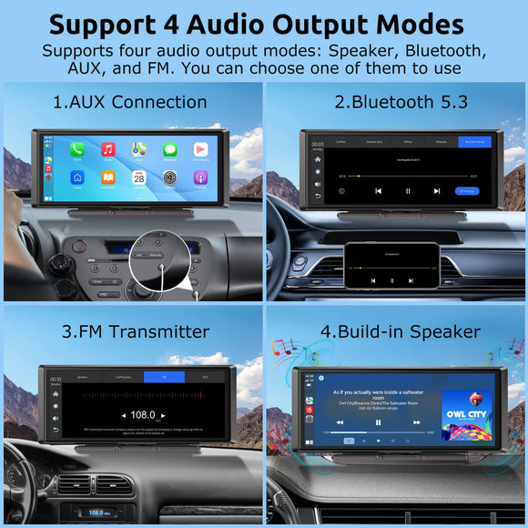 ESSGOO E40 8.1"Portable Wireless Carplay&Android Auto, Siri Assistant, FM, Applicable To Most Models