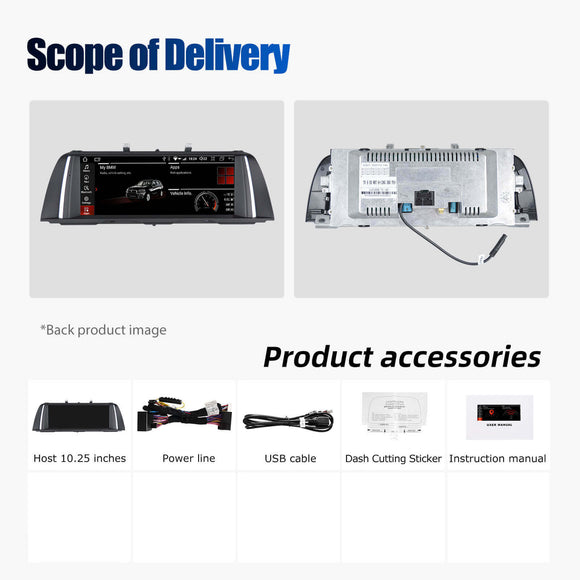 ESSGOO LZ0001 | NBT System, 10.25-inch IPS Touchscreen - For BMW 5 Series F10/F11, Bluetooth 5.2, Apple CarPlay & Android Auto