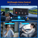 E42 8.1" Portable Wireless CarPlay & Android Auto, 4K Dual Cameras, Siri Assistant, FM, Applicable To Most Models-9