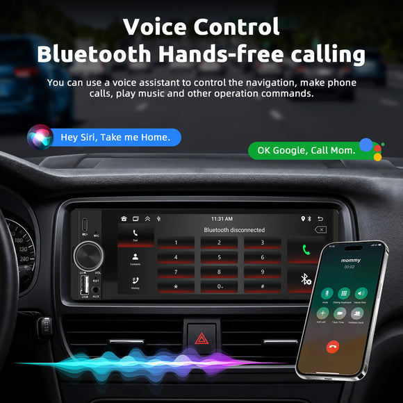 ESSGOO FR7002 | Single Din Car Stereo HD 6.36" Capacitive Touch Screen MP5 Player With Bluetooth AUX Wireless CarPlay Android Auto