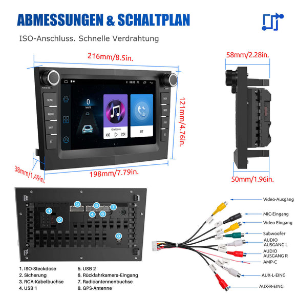 ESSGOO MP5 AZ0001 | Android 15, 7-inch Zoll IPS Touchscreen - For Opel, Bluetooth 4.1, Apple CarPlay & Android Auto, FM RDS