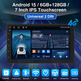 ESSGOO MP5 AR7001 | 2 DIN, Android 15 7-inch IPS Touchscreen Car Stereo, Bluetooth 5.0, Wireless CarPlay & Wireless Android Auto, FM