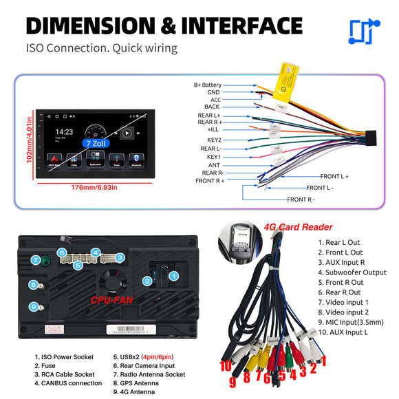 ESSGOO MP5 AR7001 | 2 DIN, Android 15 7-inch IPS Touchscreen Car Stereo, Bluetooth 5.0, Wireless CarPlay & Wireless Android Auto, FM