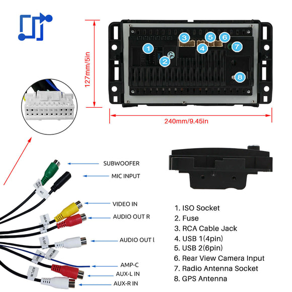 ESSGOO MP5 AR7001 | Android 14, 7 Inch IPS Touchscreen - For GMC | Chevy |  Chevrolet, Bluetooth 4.1, Apple CarPlay & Android FM