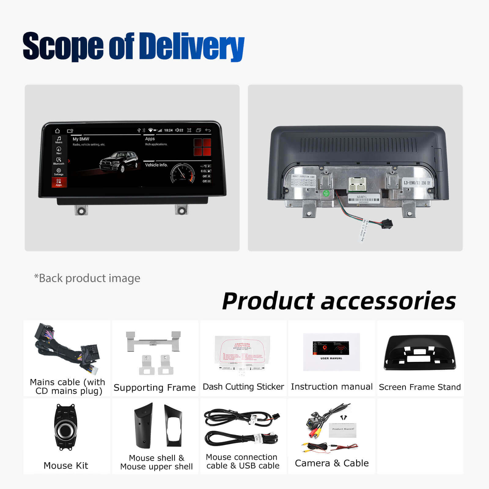 ESSGOO LZ0001 | Linux System, 10.25-inch IPS Touchscreen - For BMW 1 Series E81 E82 E87 E88, Bluetooth 5.2, Apple CarPlay & Android Auto
