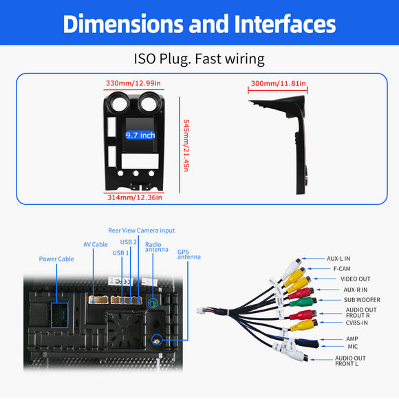ESSGOO MP5 AR1002 | Android 15 9.7-inch HD Touchscreen - For Hummer H2 2002-2007, Bluetooth 4.1, Apple CarPlay & Android Auto, FM RDS