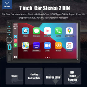 ESSGOO MP5 7018B | 2 DIN, WinCE system 7-inch HD IPS Touchscreen Car Stereo, Bluetooth 5.0, Wired CarPlay & Wired Android Auto, FM