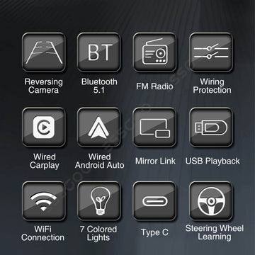 ESSGOO MP5 FS02W | 7 Inch HD Touchscreen 2 DIN, Bluetooth 5.1, Wired Apple CarPlay & Wired Android FM USB - 0