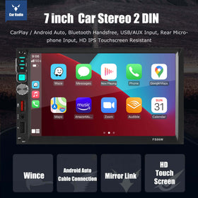 ESSGOO MP5 FS06W | 2 DIN, Wince system 7-inch HD IPS Touchscreen Car Stereo, Bluetooth 5.1, Wired CarPlay & Wired Android Auto, FM USB AUX