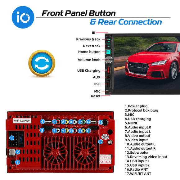 ESSGOO MP5 FS06W | 2 DIN, Wince system 7-inch HD IPS Touchscreen Car Stereo, Bluetooth 5.1, Wired CarPlay & Wired Android Auto, FM USB AUX