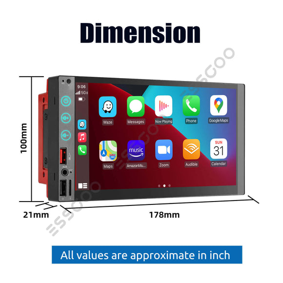 ESSGOO MP5 SWM9323 | 2 DIN, Wince system 7-inch HD IPS Touchscreen Car Stereo, Bluetooth 5.1, Wired CarPlay & Wired Android Auto, FM USB TF AUX