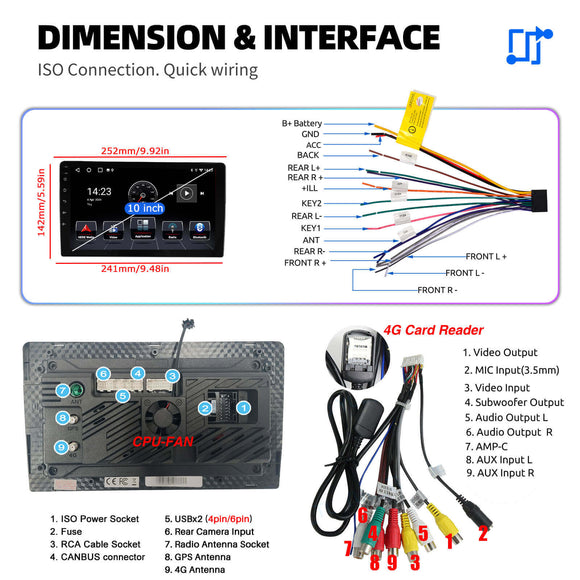 ESSGOO MP5 AR1001 | 2 DIN, Android 15 10.1-inch IPS HD Touchscreen Car Stereo, Bluetooth 5.0, Wireless CarPlay & Wireless Android Auto, FAN Cooling FM