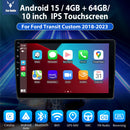 ESSGOO MP5 AR1001 | Android 15 10-inch IPS Touchscreen - For Ford Transit Custom 2018-2023, Bluetooth 4.1, Wireless Apple CarPlay & Wireless Android Auto, FM-1