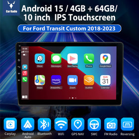 ESSGOO MP5 AR1001 | Android 15 10-inch IPS Touchscreen - For Ford Transit Custom 2018-2023, Bluetooth 4.1, Wireless Apple CarPlay & Wireless Android Auto, FM