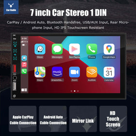 ESSGOO MP5 AS7001c | 7-inch IPS HD Touchscreen Car Stereo, Bluetooth 5.1, Wired CarPlay & Wired Android Auto, FM USB AUX