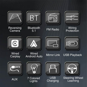 ESSGOO MP5 AS7001c | 7-inch IPS HD Touchscreen Car Stereo, Bluetooth 5.1, Wired CarPlay & Wired Android Auto, FM USB AUX - 0