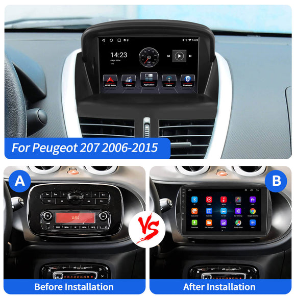 ESSGOO MP5 AR7001 | Android 15 7-inch IPS Touchscreen Car Stereo - For Peugeot 207 2006-2015, Bluetooth 4.1, CarPlay & Android Auto, FM