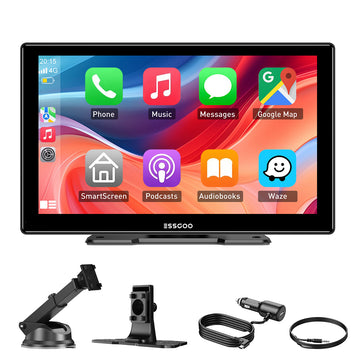 ESSGOO 9 Inch 991CP Wireless CarPlay & Android Auto Display, HD IPS Touchscreen with Mirror Link, Bluetooth Hands-Free Calling, Compatible with Various Vehicle Models