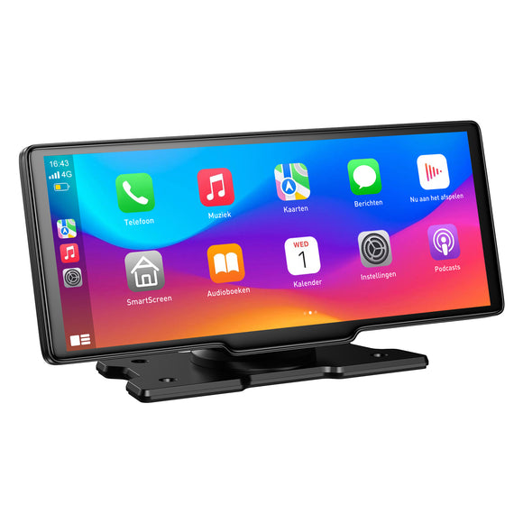 H26 PRO 10.26" 4K Front Dash Cam Portable Wireless CarPlay & Android Auto, Dual Microphone, FM, Support Rear AHD Camera, Fits All Vehicles