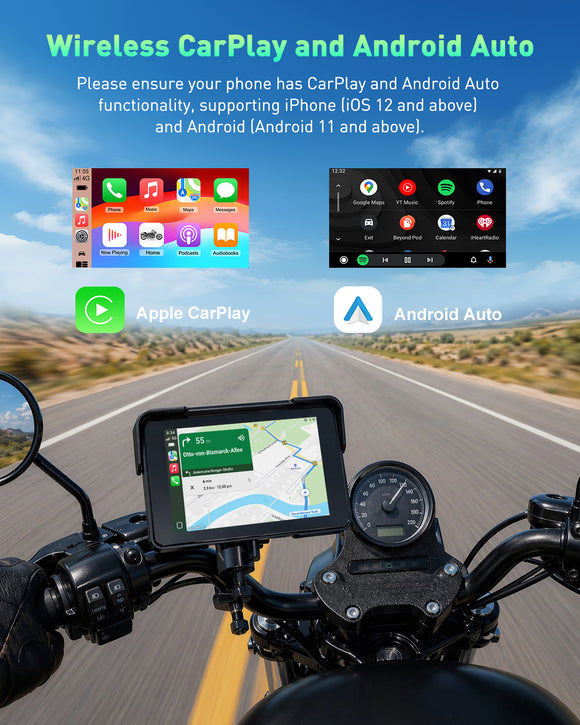 E10 5"Portable Wireless CarPlay & Android Auto, Siri Assistant, TF, Applicable To Most Models