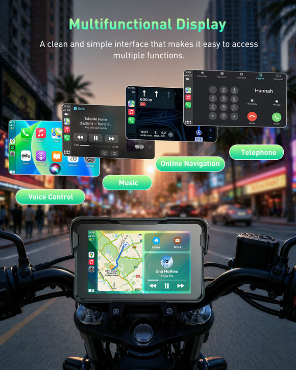 E10 5"Portable Wireless CarPlay & Android Auto, Siri Assistant, TF, Applicable To Most Models