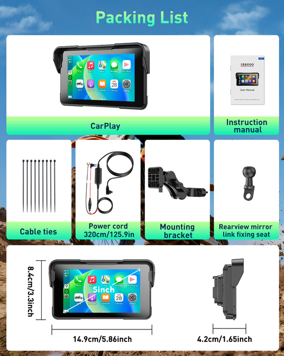 E10 5"Portable Wireless CarPlay & Android Auto, Siri Assistant, TF, Applicable To Most Models