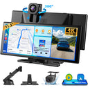 E72 11.3 Inch IPS Touch Screen Car DVR Player, Wireless CarPlay & Android Auto, 4K Front AHD Rear Dash Cam, Bluetooth 5.2 WiFi 5G, OTA Upgrade Split Screen Car Stereo-1
