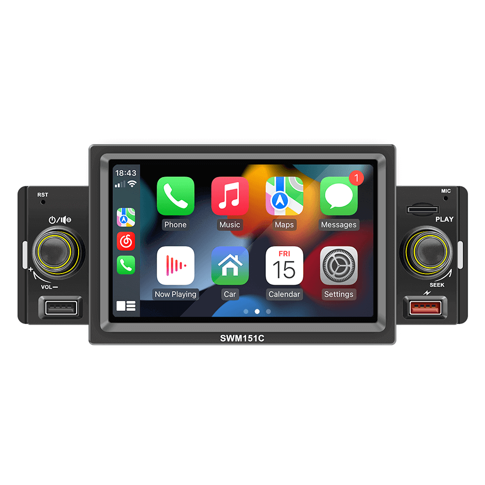 ESSGOO SWM151C | 1 Din Car Audio System Auto Stereo MP5 Player, Wired Android AUTO/Apple CarPlay