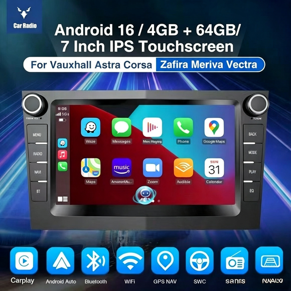 MP5 AZ0001 | Android 16 7-inch HD Touchscreen - For Vauxhall Astra Corsa Zafira Meriva Vectra