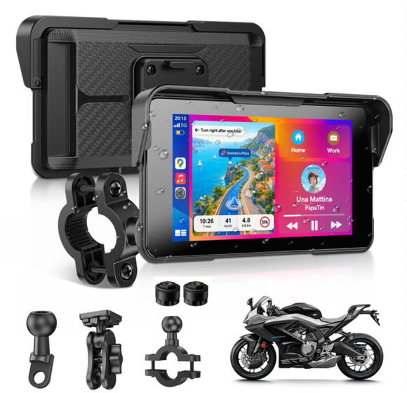 E10 5-Inch Motorcycle Navigation Display, Wireless Apple CarPlay & Android Auto