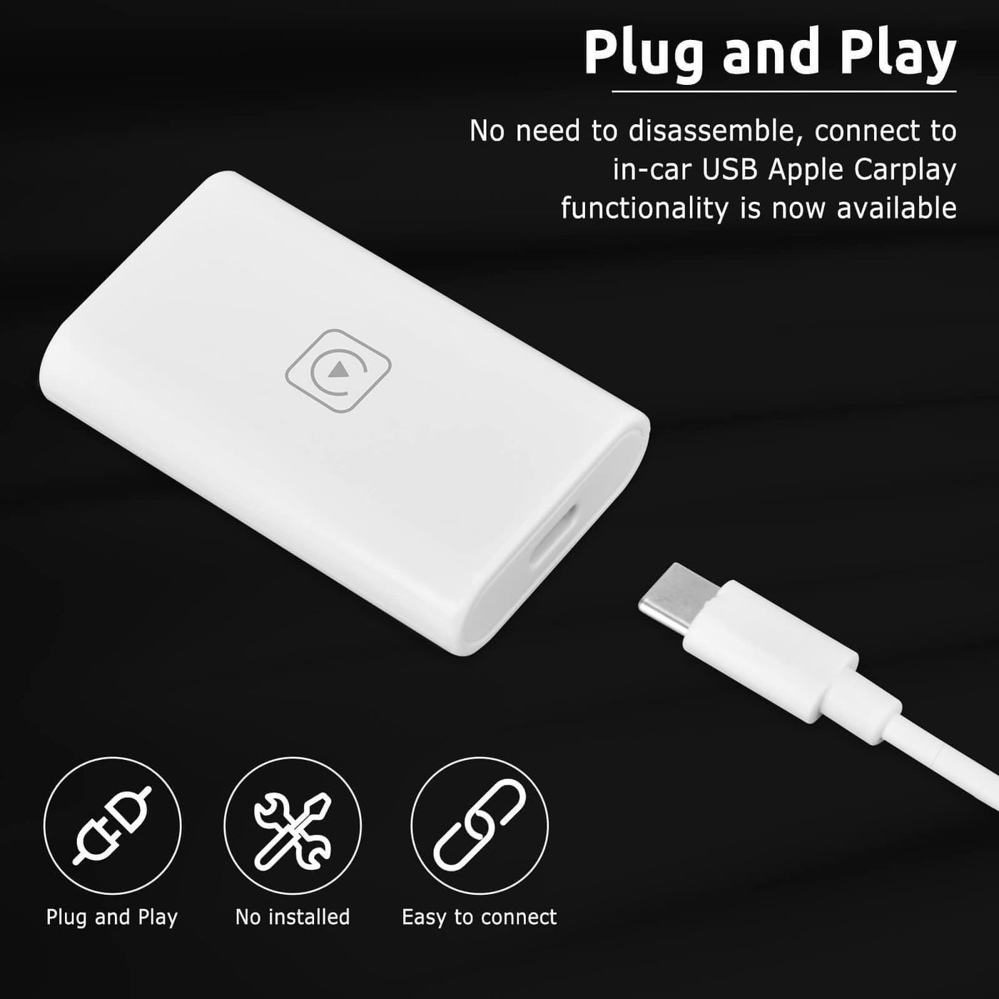 ESSGOO Wireless Carplay Adapter for Android Cars Stereo, Plug and Play  Converter Sync iPhone