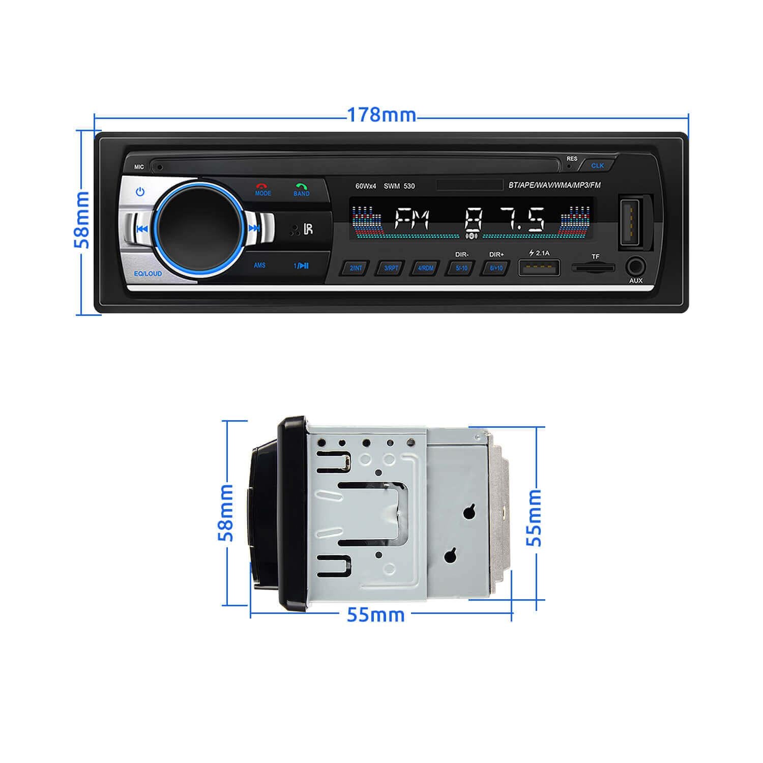 Single Din Auto Head Einheit Bluetooth Autoradio Multimedia Digital Media Receiver Systeme Kostenlose Anrufe USB SD AUX Eingang UKW Radio