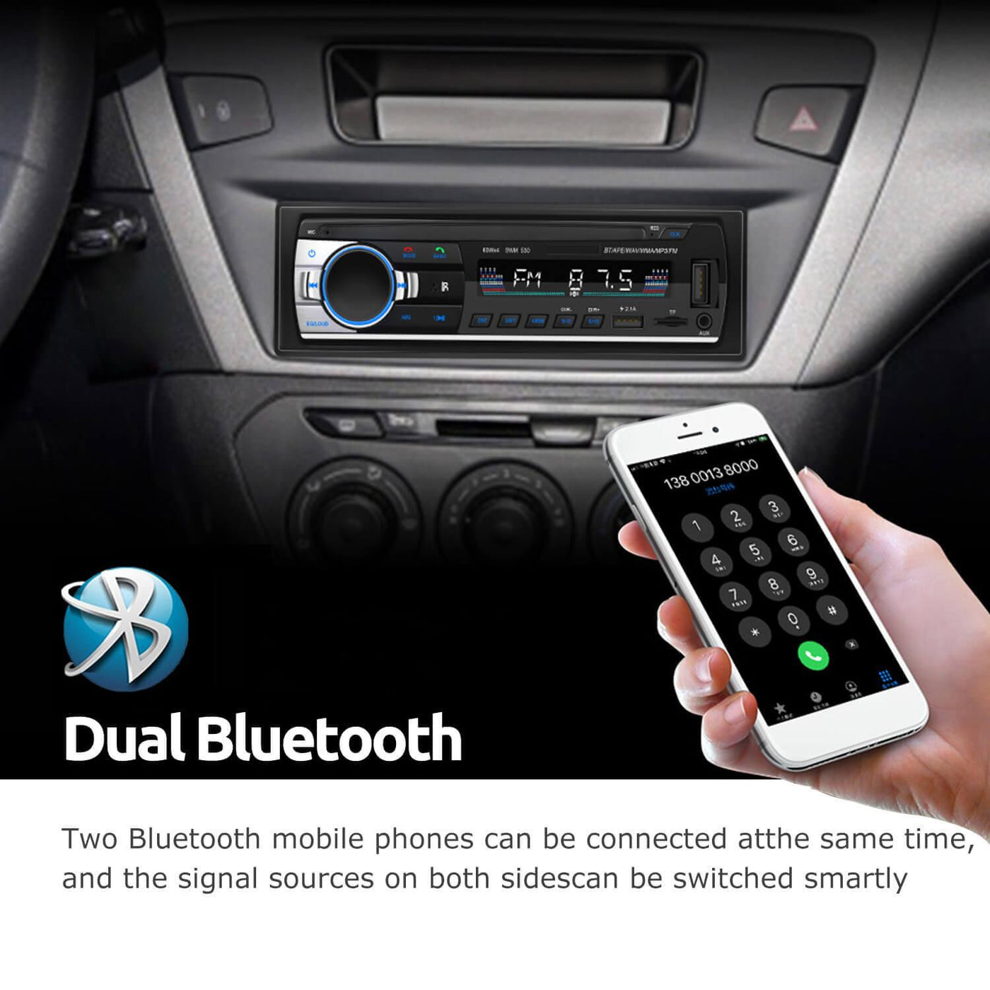 12V MP3 Player 1DIN in-Dash Car Radio Stereo Digital Bluetooth USB